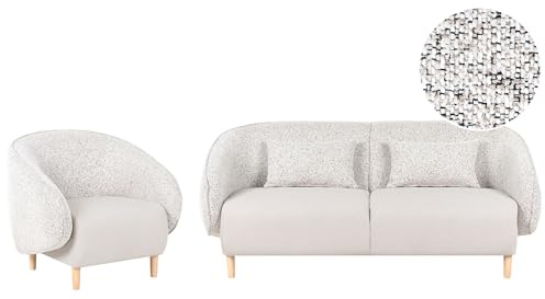 Fabric 4-Seater Living Room Set 3-Seater Sofa Armchair Dual Fabric Light Beige Umea