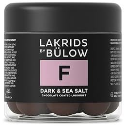 LAKRIDS BY BÜLOW - F - Dark & Sea Salt - Dänische Gourmet Lakritz-Kugeln - Süßer Lakritzkern umhüllt von Dunkler Schokolade & Meersalzflocken