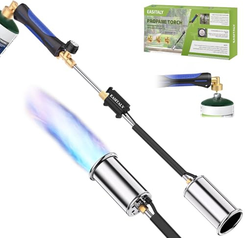 Propangas-Unkrautbrenner, 2.400.000 BTU Schwerlastbrenner, mit Selbstzündung & Gummigriff, Gartenunkrautbrenner & Holzkohlestarter für Grill, Auffahrt, Schneeschmelzen (Brennstoff nicht im