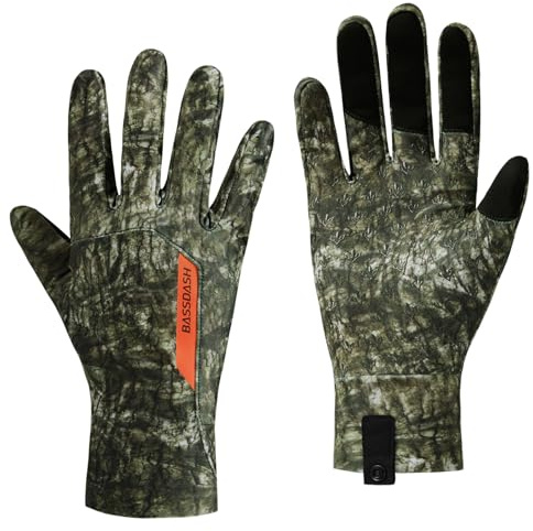 BASSDASH Camo HG08 Jagdhandschuhe, Touchscreen, leicht, für warmes Wetter, Türkei, Angeln, Outdoor-Aktivitäten