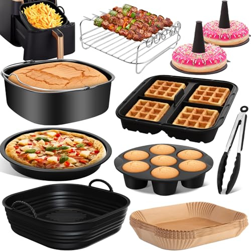 22cm Heißluftfritteuse Zubehör Set für COSORI Turboblaze 5.5L / 6L / 6.2L | Air Fryer Silikonform für Turbo Tower Pro Smart 10.8L Russell Hobbs 8L/8.3L Ninja AF180EU Max Pro 6,2L,