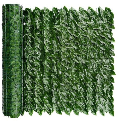 sichtschutz terrasse 20x118in/50x300cm Künstlicher Efeu Sichtschutzzaun Wandschirm, Kunstgrün Hintergrund Weinblatt Hecke