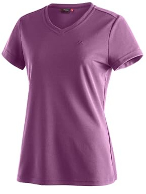 Maier Sports Trudy T-Shirt Damen, Funktionales Sportshirt & Oberteil | Atmungsaktives Piqué Basic Shirt mit V-Ausschnitt für Wandern, Gym & Freizeit, Perfekt für den Sommer