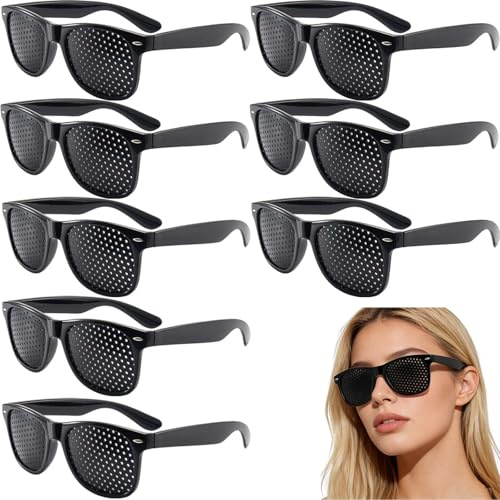 AUGTYRLV 8 Stück Rasterbrille Augentraining, Lochbrille Pinhole Glasses Multidot Augentrainer, Gitterbrille Korrekturbrille für Herren & Damen, Augenentspannung & Sehkorrektur Eye Training