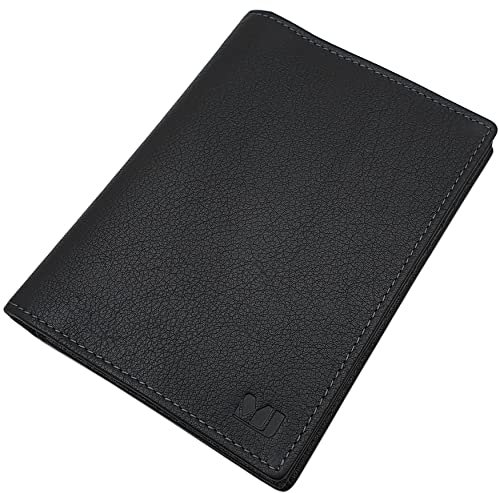 GROßE LEDER BRIEFTASCHE HERREN GELDBÖRSE GELDBEUTEL PORTEMONNAIE KREDITKARTENETUI KARTENETUI AUSWEISMAPPE AUSWEISETUI VISITENKARTENETUI MJ-DESIGN-GERMANY IN BRAUN, ROT ODER SCHWARZ, Schwarz, One Size