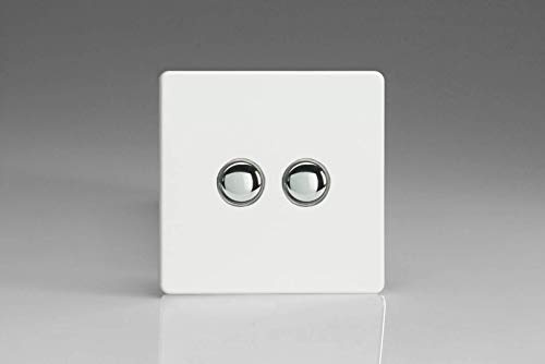 Varilight 2-Gang 6A 1- or 2-Way Push-On/Off Impulse Switch Premium White XDQP2S