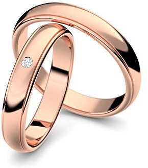 Eheringe Trauringe Rotgold Set AMOONIC mit Zirkonia Freundschaftsringe Paarpreis Verlobungsringe Partnerringe Silber 925 hochwertig vergoldet Ringpaar Hochzeitsringe Eheringe ER88VGRTZIFA-5060