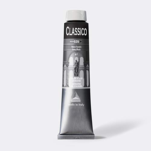 Maimeri Oil Paint, Classico, Ivory Black, 535, 324535, 6.8 fl oz (200 ml)