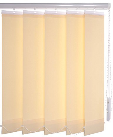 Liedeco Vertikalanlage Lamellenanlage Lamellenvorhang Vertikaljalousie | viele Farben | Lamellenbreite 89 mm | Höhe 180 cm, oder 250 cm | kürzbar (200 x 250 cm, Cream)