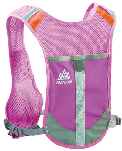 TRIWONDER Gilet de Course Réfléchissant Sac Trail Veste Running Sac à Dos Hydratation Léger pour Homme Femme Marathon Randonnée Vélo (Rose Rouge - Gilet Seul)