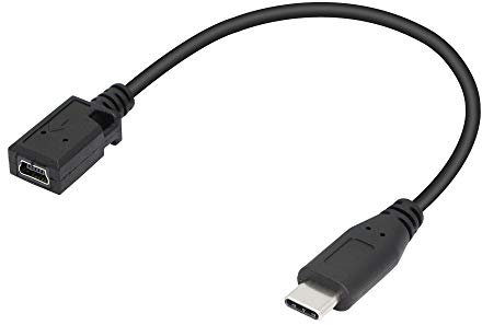 Cable de extensión USB tipo C de CERRXIAN, cable de carga y sincronización mini USB 2.0 hembra a USB C (tipo C) macho, cable adaptador de 25,4 cm