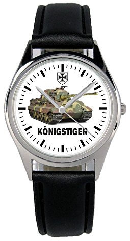 KIESENBERG Armbanduhr Soldat Bundeswehr Panzer Königstiger Geschenk Artikel Idee Fan Damen Herren Unisex Analog Quartz Lederarmband Uhr 36mm Durchmesser B-1090