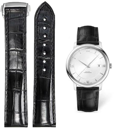 FOUUA Uhrenarmband für Omega Uhrenarmbänder Leder 19mm 20mm 21mm Alligator Geprägt Ersatz Faltschließe Armbänder Silber