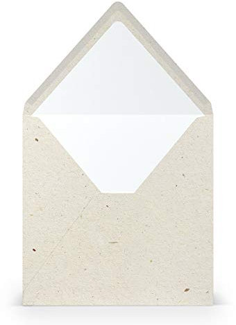 PAPERADO 50 Briefumschläge quadratisch Terra Vanilla Creme Beige - 100 g/m² Kuvert Ohne Fenster 16,4 x 16,4 cm - Hochzeits Umschläge mit Nassklebung spitzer Klappe