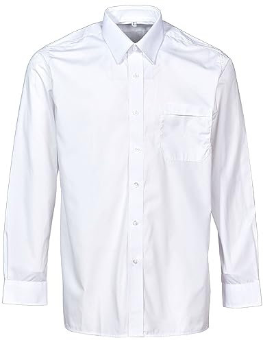 KENTEX ONLINE Men's Classic Long Sleeve Easy Care Formal Shirts Size 14.5 to 22 (19 in, White)