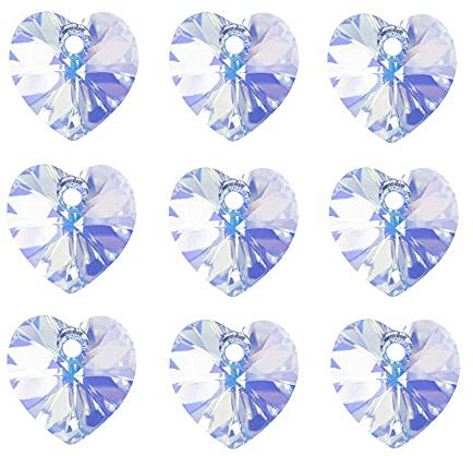 LONGWIN 60pcs AB Heart Shaped Crystal Beads 10mm Top Drilled Adabele Austrian Heart Glass Pendants Beads Charms for DIY Project Earring, Necklaces, Bracelets, Jewelry Making