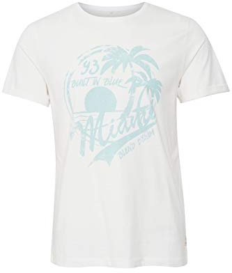Blend Perry Herren T-Shirt Kurzarm Shirt mit Print und Rundhalsausschnitt, Größe:M, Farbe:Offwhite (70005)