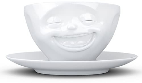 FIFTYEIGHT PRODUCTS / Tassen / Kaffeetasse „Lachend“ (Porzellan, 200 ml, weiß, Made in Germany)