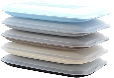 Engelland - 5er Set hochwertige stapelbare Aufschnitt-Boxen, Frischhaltedose für Aufschnitt, Wurst Behälter-Perfekte Ordnung im Kühlschrank - bunter Farbmix