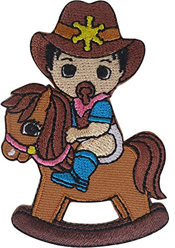 Cowboy Baby Schaukelpferd Patch Eisen Aufnäher Kleidung Tasche Shirt Gesticktes Abzeichen