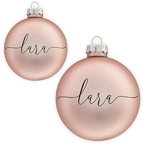 Coverlounge Christbaumkugel personaliert aus Glas | Weihnachtskugel mit Name| Ø 6cm oder 8cm in Rose (Matt) | für Weihnachten
