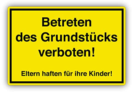 Betreten des Grundstücks verboten Schild 20x30cm aus stabiler Hartschaumplatte in 3mm Stärke - mit UV-Schutz und witterungsbeständig