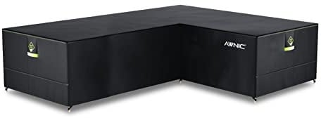 AWNIC Garten L geformt Sofa Abdeckung wasserdicht, Terrasse Rattan Ecke Möbel deckt, im Freien L geformt Sektional deckt technischen Stoff AlicanTex 270 (Links) x 215 (rechts) x 71 cm