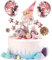 DKBT Tortendeko Geburtstag 15 Stück Happy Birthday Dekoration Kuchendeko Geburtstagstorte Cake Topper Geburtstag Geburtstagsfeier Hüte Konfetti Luftballon Sterne Papierfächer Feuerwerk- Roségold