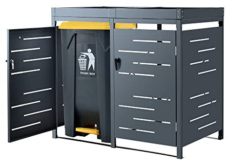 [en.casa] Mülltonnen Verkleidung 'Salching' Aufbewahrugsbox für 2 Tonnen Mülltonnenbox Anthrazit 122x132x80cm