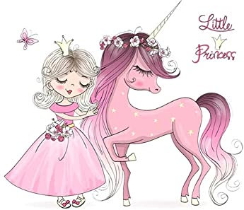 Goldkindzauber DIY Aufbuegler Patch Sticker Applikation Prinzessin Einhorn stehend Niedlich Aufnaeher Kleidung Patches Zum Aufbügeln