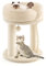 COSTWAY Kratzbaum Klein 4 in 1, Katzenbaum mit weicher Sitzfläche & Basis & Fellknäuel und Sisalseil, Katzenkratzbaum Holz, Katzen Katzenmöbel Kletterbaum, Aktivitätsbaum Spielbaum (Beige)