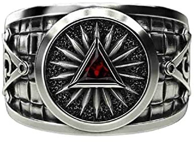 PikaLF Freimaurer Ring für Männer, Kristalldreieck Freimaurer Ring, Freimaurer Symbol Freimaurer Ringe, Hip Hop Biker Ring, Religiöser Amulett Ring, Punk Freimaurer Schmuck (21.4, Silber)