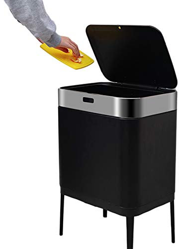 Poubelle de Cuisine à capteur 40L, Poubelle Intelligente en Acier Inoxydable avec 4 Pieds de Soutien sans se Plier