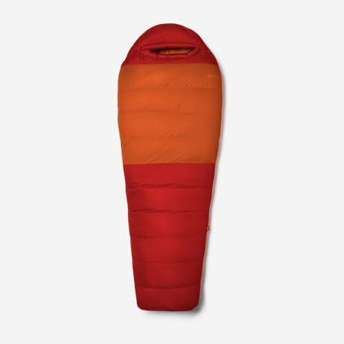 Marmot Lost Coast 40, Sacco a pelo a mummia per adulti, imbottitura in piuma d'oca 600+, leggero e caldo, impacchettabile, 183 cm, adatto fino a -12 °C, Team Red/Auburn, 183 cm