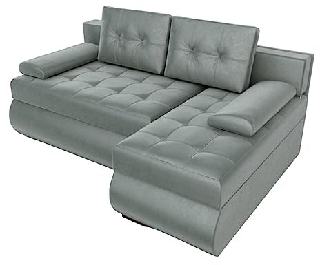 BROMARKT Ecksofa KASTELL 2 L-Form Schlafsofa Wohnlandschaft Links/Rechts Couch, Bettkasten,Schlaffunktion,viele Farbvarianten (Rechts, Monolith 85 – Grau, h80 x t141 x b200 cm)