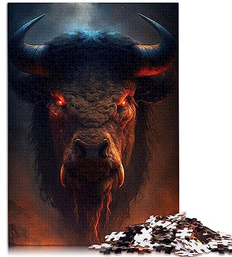 Puzzle Dämonischer Bison 1000 Teile Puzzles für Erwachsene Kinder für Erwachsene Geschenke Papppuzzles Tolles Geschenk für Erwachsene Größe: 26 x 38 cm