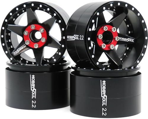 HOBBYSOUL RC verstellbare 4 Offsets, 2,2 Räder breit, 40 mm, negative Offsets 2.2 Beadlock-Felgen, schwarz, für 1/10 Crawler Gen8 Everest Gen 7 Pro / SCX10 Capra Wraith / TRX4, (4er-Pack)