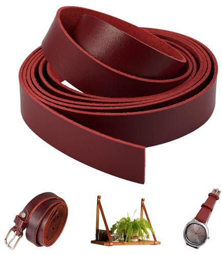 TESSTSY Lederband Flach 2cm X 2m, Lederband Breit, Lederstreifen, Lederriemen Meterware, Lederbänder für DIY-Gürtel, Taillenbänder, Uhrenarmbänder, Leinen für Haustiere, Geflochtene Gürtel, usw.