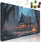 TCG Spielmatte, Magic The Gathering Ultra Pro Spielmatte mit Zonen, 61 x 35,6 cm, rutschfeste Gummi-Spielmatte mit Kordelzug, Reisetasche und 6 Würfel, Halloween-Kürbis-Schloss, MTG-Matte,