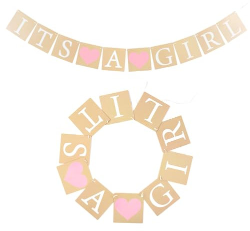 EASY JOY Gender Reveal Party Banner Babyparty Girlande Girl Babyshower Banner Salbeigrün Gender Reveal Party Taufe Dekoration (Girl)