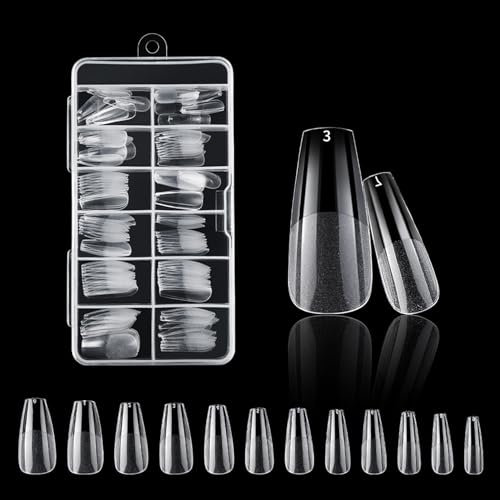 240 Stück Falsche Nägel Tips Set, Soft Gel Nagelspitzen Kit - Medium Ballerina Nägel Tips für Gelnägel - Pre-Shaped Halbmatt Künstlich Nagelspitzen Nageltips,12 Größen (Medium Ballerina)