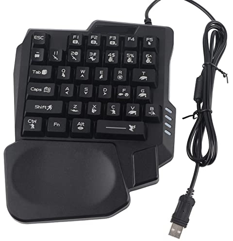 Wakects One Handed Gaming Keyboard, 35 Keys 3 Colored Backlight USB Wired Waterproof Wide Palm Rest Gaming PC Accessories for XP 2000 ME Vista 7 8 10