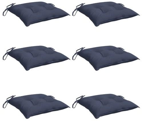 vidaXL Lot de 6 Coussins de Chaise, Coussin de Siège, Coussin de Meuble de Jardin Terrasse Extérieur Intérieur, Bleu Marine Tissu Oxford