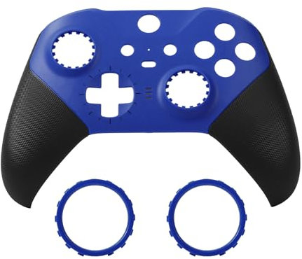 Ceozon Ersatz-Frontplattenabdeckung, Reparatur-Zubehör-Set für Xbox One Elite Controller Serie 2, inklusive Joystick-Ringen, blau
