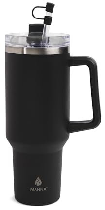 Manna Atlas Stainless Steel Tumbler with Silicone Straw Protector - 40 Oz - Charcoal