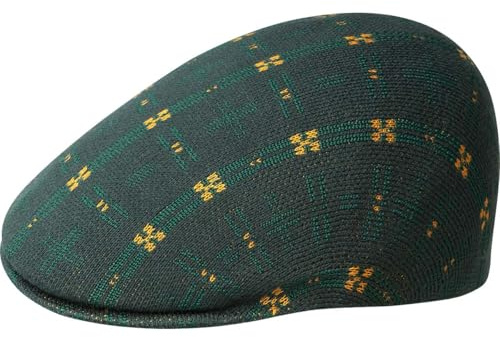 Kangol Hyper Plaid 507 Flatcap Schirmmütze Schiebermütze Damen/Herren - mit Schirm Winter Herbst-Winter - XL (60-61 cm) grün