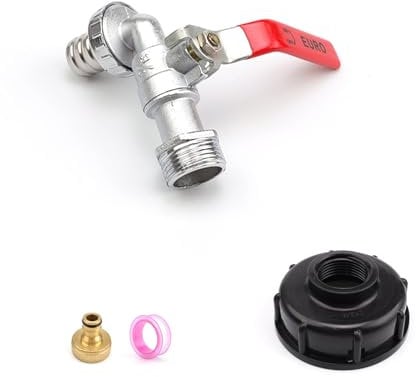LERANXIN Auslaufhah, 3/4 Adaptador de Tanque, Adaptador Universal con Piezas Repuesto Latón de 1, Resistente Congelación Presión,para Depósitos Agua Lluvia Mangueras Jardín