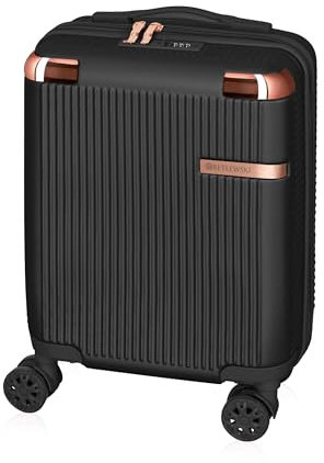 BETLEWSKI - Handgepäck Koffer Hartschale - Reisekoffer mit 4 Rollen - Leicht Hartschalenkoffer ABS Rollkoffer mit Schloss - Größe 45 cm x 32 cm x 20 cm 24 Liter – Schwarz
