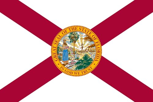 2 x Aufkleber Flagge Florida 8 x 5 cm – USA Sticker Bundesstaat-Fahne (Doppelpack) – wetterfest & UV-beständig – für Auto, Laptop, Koffer, Fenster – Florida Flag Sticker