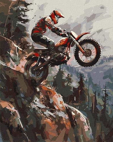 IDEYKA Extreme in den Bergen - Malen nach Zahlen für Erwachsene, 40x50 cm, mit Rahmen, Acryl, Leinwand, Realistisch, 7+ Jahre, Unisex, Berglandschaft, Malen nach Zahlen Kit